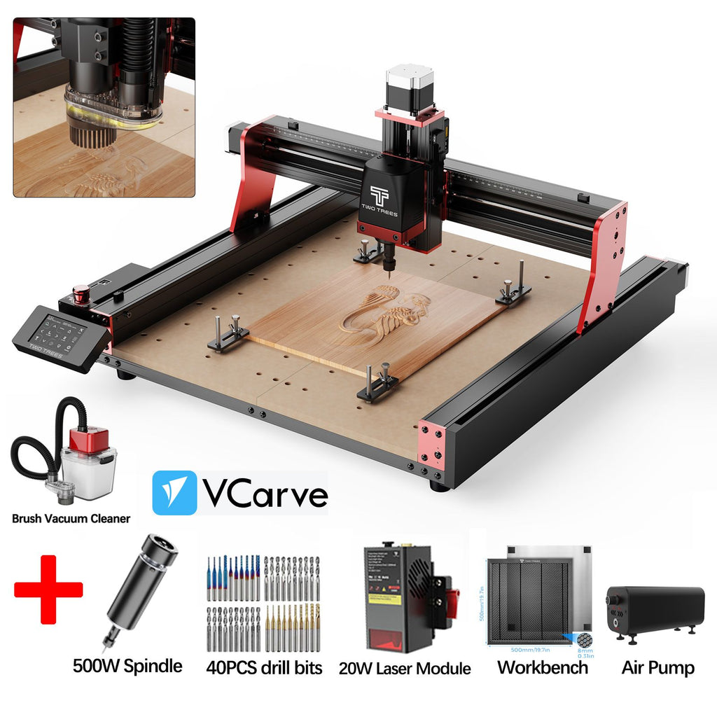 Twotrees-enrutador CNC de 3 ejes/4 ejes, fresadora y cortadora TTC450 PRO, grabador de joyería para madera, acrílico, PCB, PVC, MDF, Metal