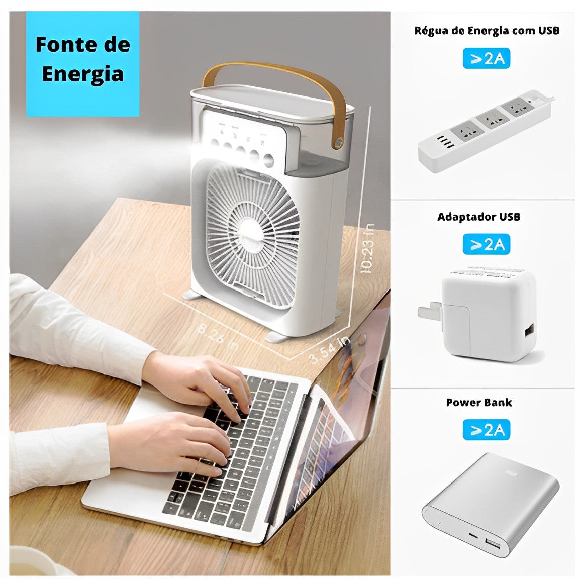 Humidificador portátil del ventilador del refrigerador de aire con el depósito de agua llevado tipo C USB LED - Neverdie Store