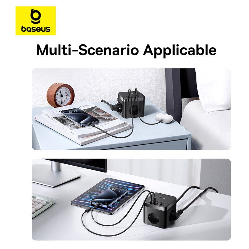 Baseus-cargador de 30W, regleta de alimentación rápida, salida de 4000W 3AC, estación de carga de escritorio, protección contra sobretensiones para tableta, iPhone, Samsung, Xiaomi