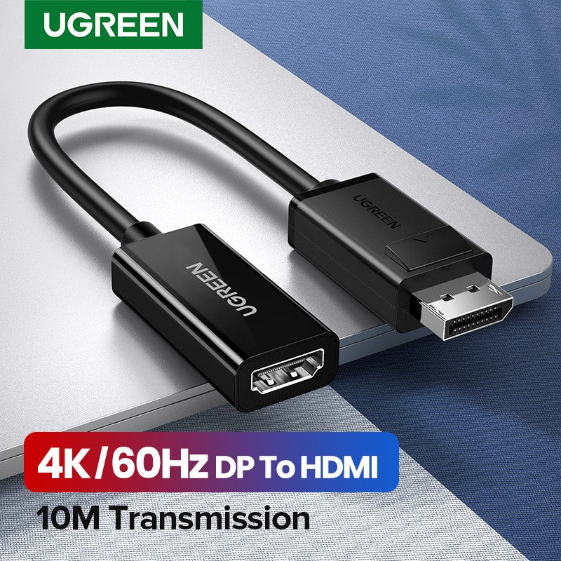 UGREEN-adaptador Displayport DP a HDMI 4K, convertidor de Cable de puerto de pantalla 1080P para PC, portátil, proyector, adaptador Displayport a HDMI