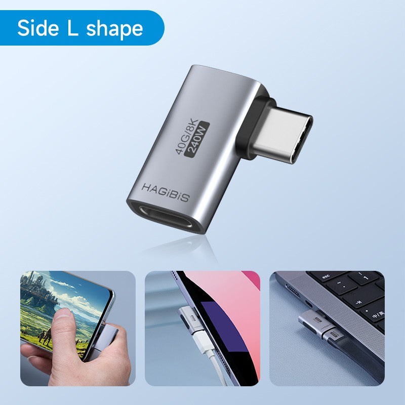 Hagibis-Adaptador USB C a C de 240W, 40Gbps, 8K, 60Hz, convertidor de 90 grados, adaptador USB4 para tableta Thunderbolt 4/3 MacBook iPhone 17 Pro