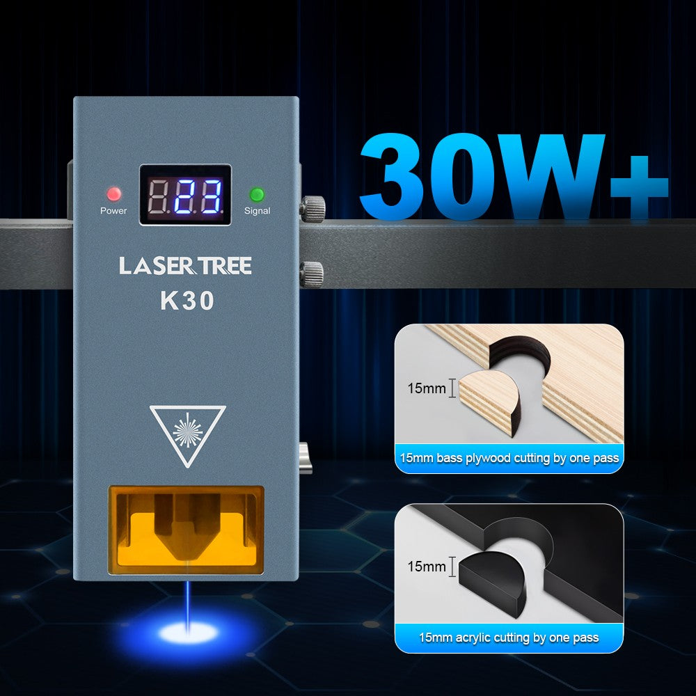 Árbol láser 20W 30W 40W 60W módulo láser con asistencia de aire TTL módulo de luz azul para grabador láser CNC herramientas de corte de carpintería