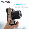 VILTROX 40mm F2.5 para Nikon Z, Lente Sony E de Fotograma Completo con Enfoque Automático para Retratos y Vlogs, Compatible con Cámaras Nikon y Sony, Montura ZFC Z6 A7CR