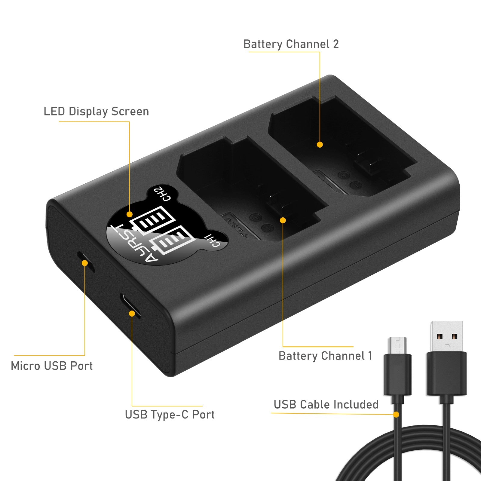 NP-FZ100 NPFZ100 Cargador de batería USB de doble LED compatible con cámaras Sony A7III A7RIII a73 a7r3 A9