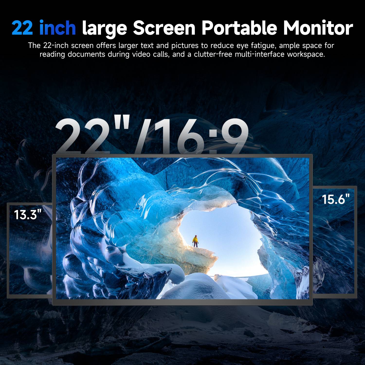 Monitor portátil EVICIV 2K de 22 pulgadas con pantalla IPS de 2560 x 1440, soporte integrado, mini HDMI, USB C para PC, portátil, teléfono móvil, Xbox Switch, PS4/5, monitor móvil con soporte