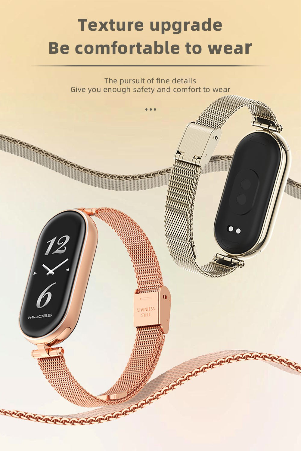 Correa para Xiaomi Mi Band 9 8 10 7 6 5 Pulsera inteligente Mujeres Niñas Moda Malla Metálica Correa de reloj Accesorios de repuesto Miband 9 10