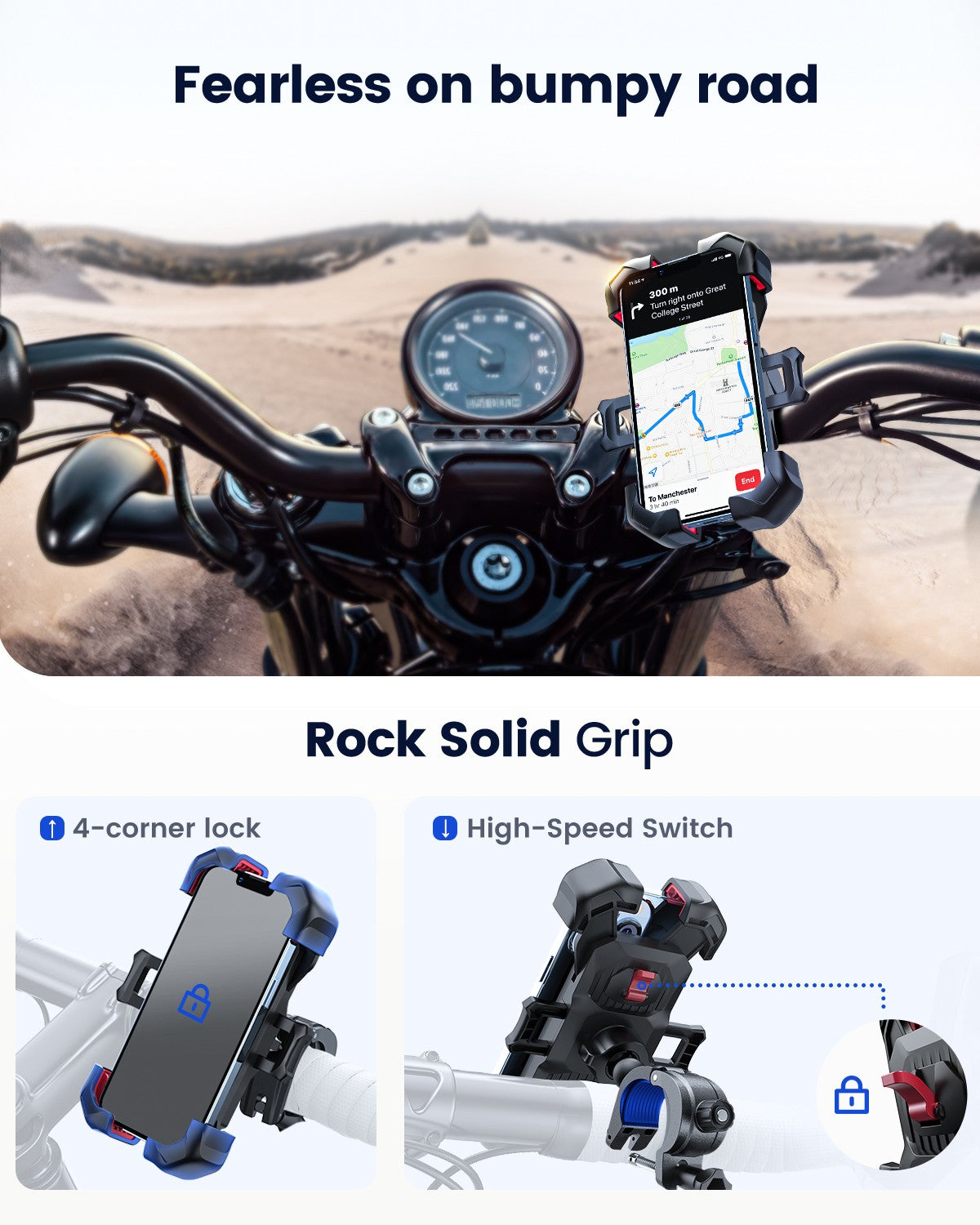 Joyroom Soporte universal para teléfono de bicicleta para teléfono móvil de 4,7-7 pulgadas 360 ° Ver soporte para teléfono de bicicleta soporte a prueba de golpes JR-ZS288
