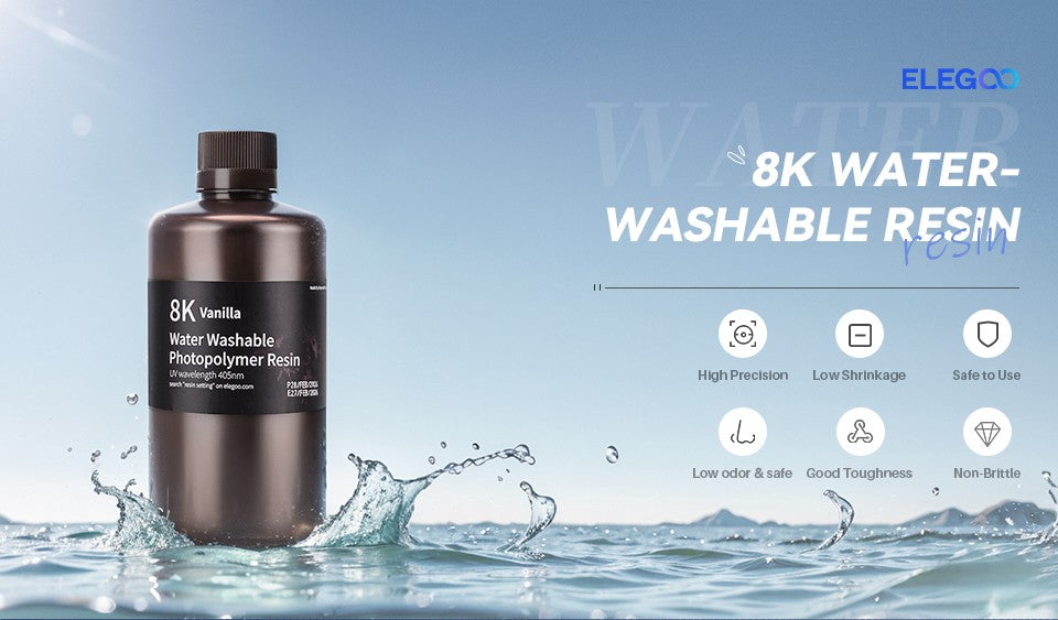 ELEGOO 8K Resina de impresora 3D 405nm Resina lavable con agua Resina de curación UV Ideal para impresora 3D SATURN 2 8K Gris espacial 1000g