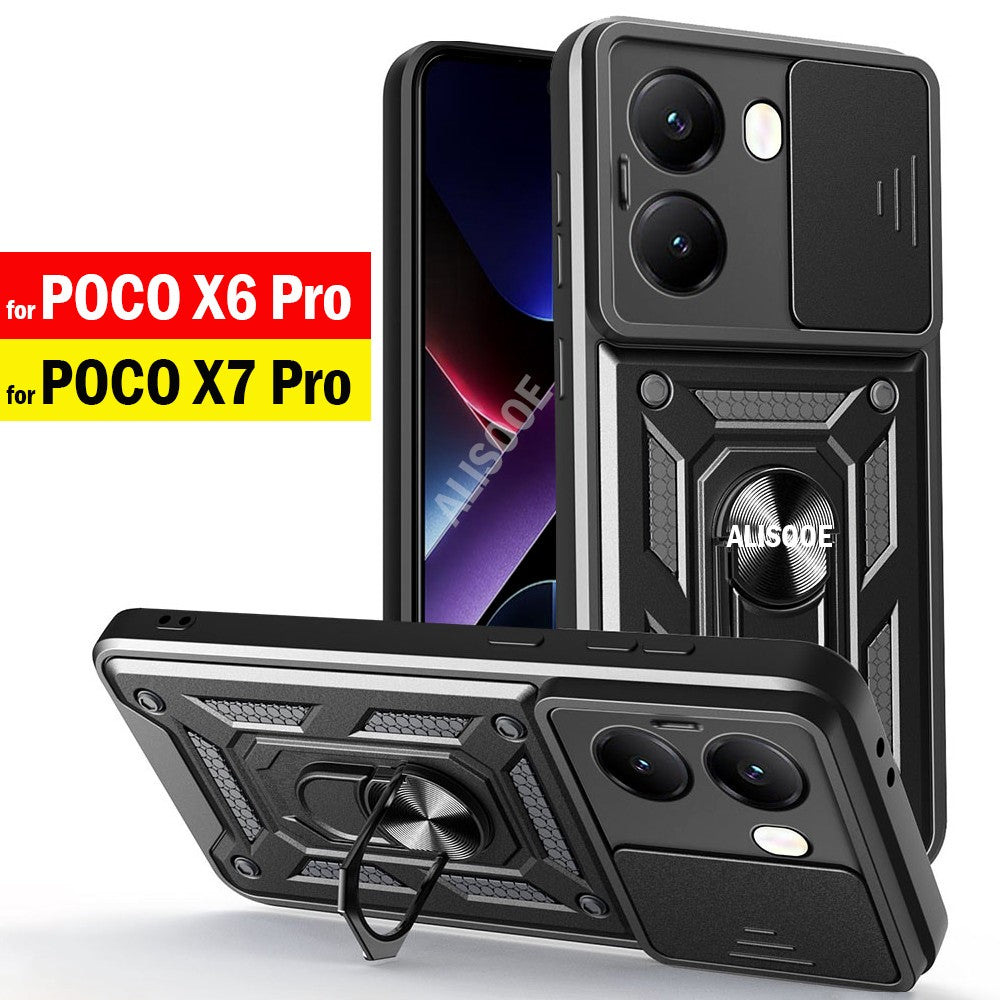 Funda Protectora para POCO X8 Pro Max X7 X6 Pro 5G, Funda con Anillo y Soporte para Xiaomi POCO X8 Pro, Protección para la Lente de la Cámara