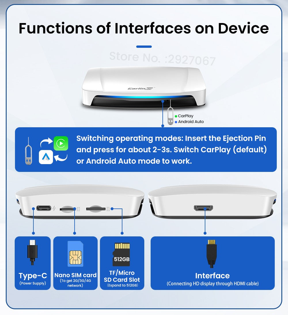 Caja de transmisión de video y TV con Android 13 CarPlay Ai Box SDM660 6225 CarlinKit HDMI inalámbrico para coche OEM 8G + 128G