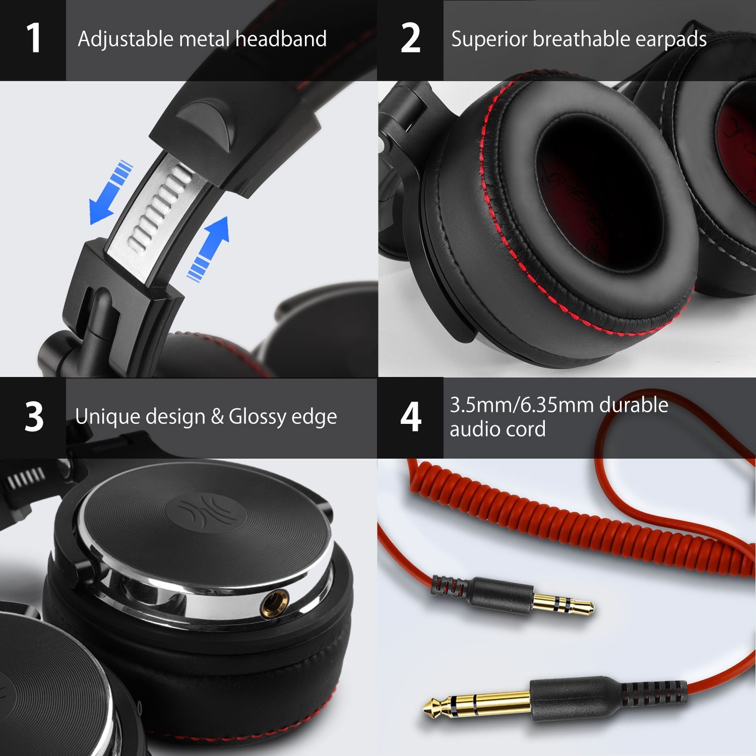 Oneodio auriculares con cable, Pro 10/30/50 Profesional DJ cascos Con microfono, Estéreo de Mezcla y Monitor de Estudio, Auriculares de alta resolución HiFi Over Ear, para PC AMP Teléfono Piano Guitarra
