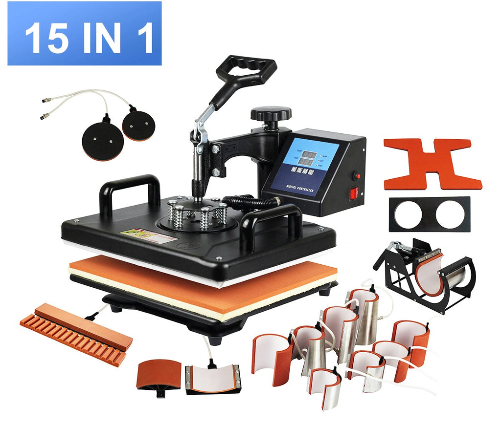 Máquina de prensado en caliente por sublimación multifuncional, Combo 15 en 1, impresora de transferencia de calor para tazas/tapas/fútbol/botella/bolígrafo/zapatos