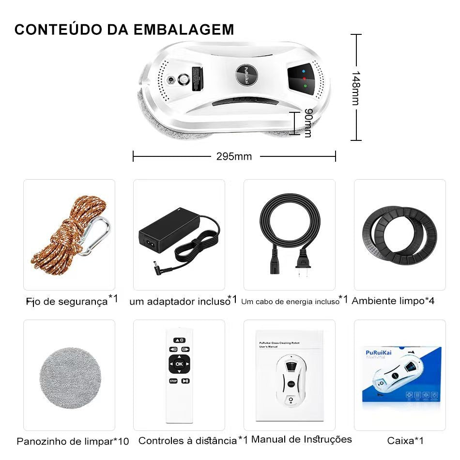 Robot de limpieza de ventanas PuRuiKai, limpiador de ventanas eléctrico de alta succión, Robot aspirador con Control remoto anticaída