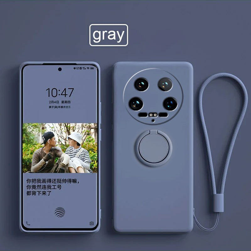 Funda para Xiaomi 14 Ultra Líquido silicona anillo soporte suave funda de teléfono para Xiaomi 14 Ultra a prueba de golpes Fundas traseras Xiaomi 14Ultra