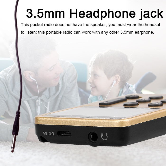 RETEKESS-Radio de 2 bandas V112, 10 piezas, FM, AM, Mini sintonización Digital portátil, receptor de Radio con batería recargable y auriculares