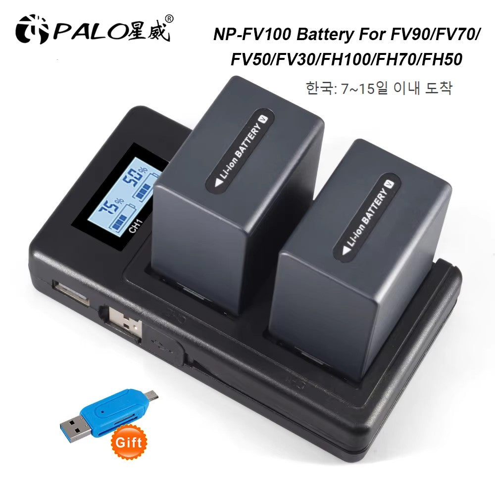 PALO NP-baterías FV100 NP-FV100 FV100, Cargador USB LCD para cámara Sony NP-FV30, NP-FV50, SX83E, SX63E, NP-FV70, AX100E