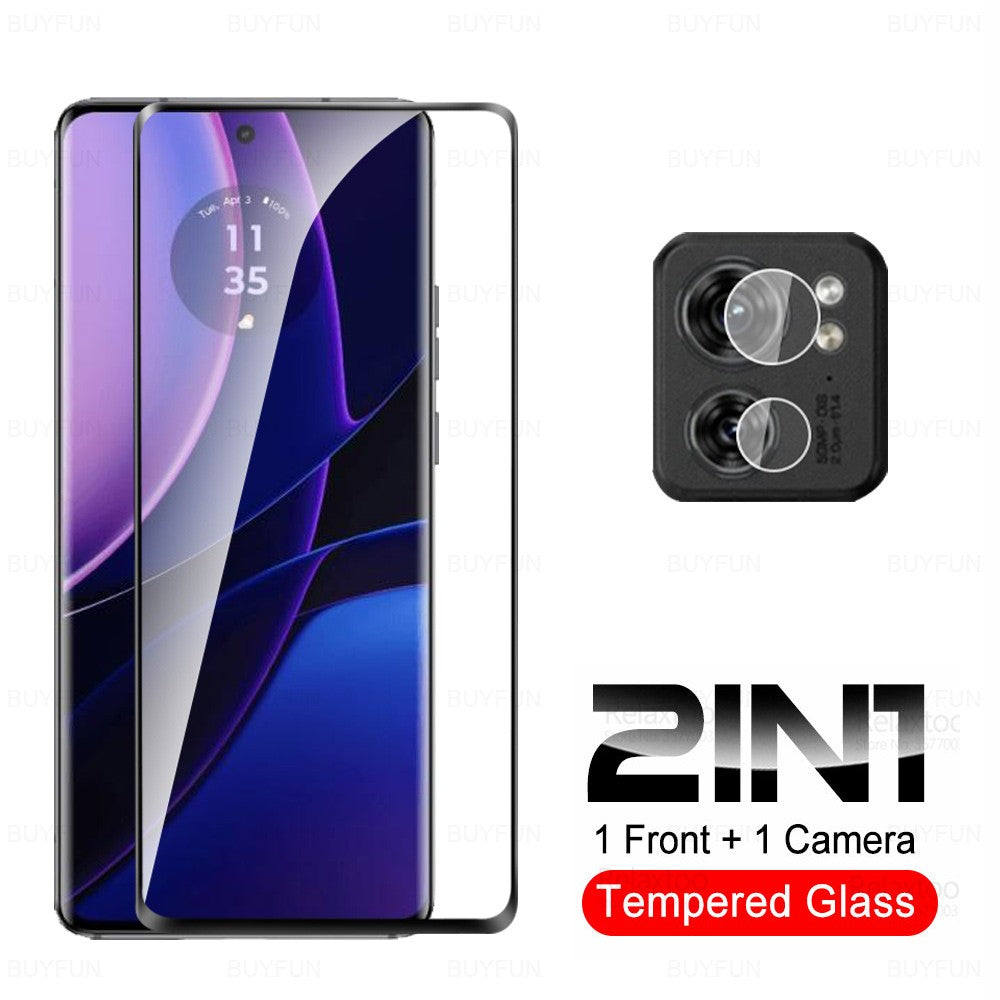 Para Motorola Edge 40 5G vidrio curvo 4 en 1 cámara de vidrio templado Moto Rola Edge40 Pro Neo 40Neo Edge40Neo Protector de pantalla de seguridad