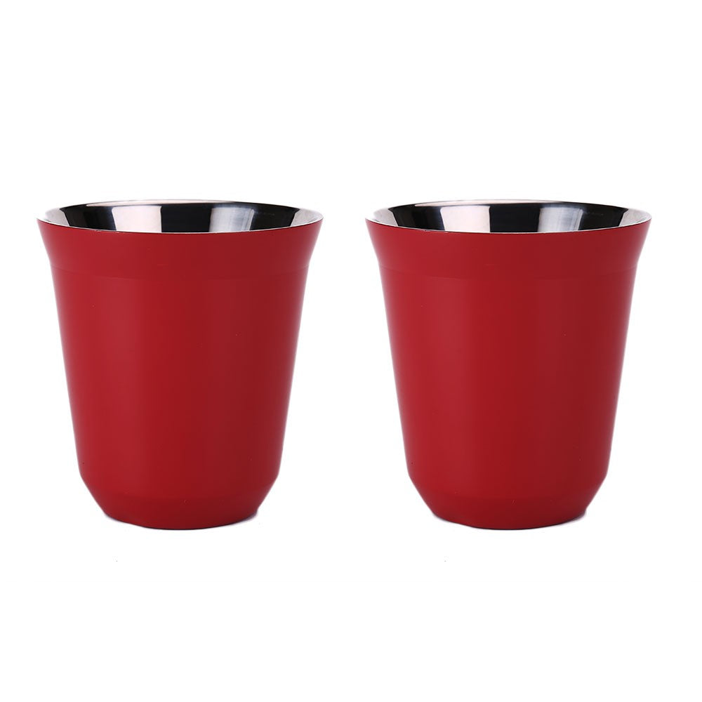 Tazas de café expreso de acero inoxidable 304, tazas de café de 80ML y 160ML, aisladas, doble pared, segura, pequeña capacidad