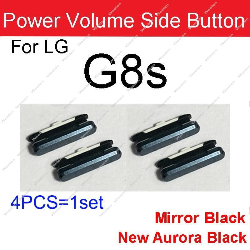 4 unids/lote para LG G7 G8 G8S G8X botones laterales de volumen de energía encendido apagado volumen de energía reemplazo de teclas laterales pequeñas