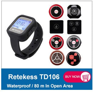 RETEKESS-sistema inalámbrico de llamadas para camarero, buscapersonas para restaurante, receptor de reloj T128, botón de llamada T117, servicio al cliente para cafetería