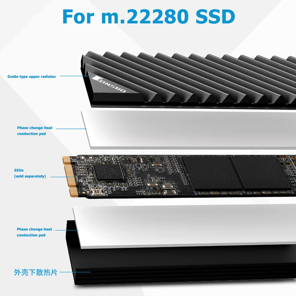 Disipador de calor M.2 SSD NVMe M2 2280 SSD Disco Duro disipador de calor de aluminio con almohadilla térmica para ssd m2 Escritorio PC Junta térmica nvme heatsink