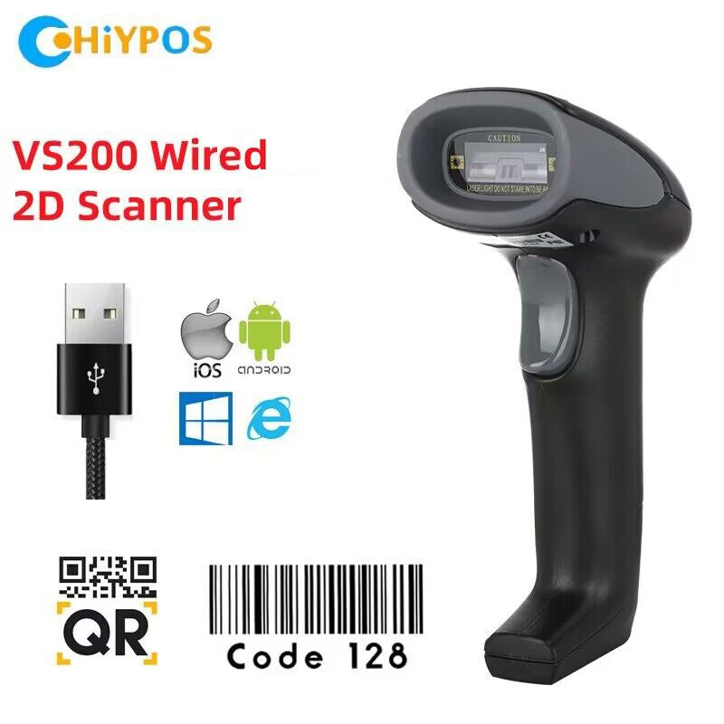 Escáner de código de barras con cable/inalámbrico/Bluetooth, lector de código de barras portátil, matriz de datos 1D/2D, industria de supermercado, nuevo