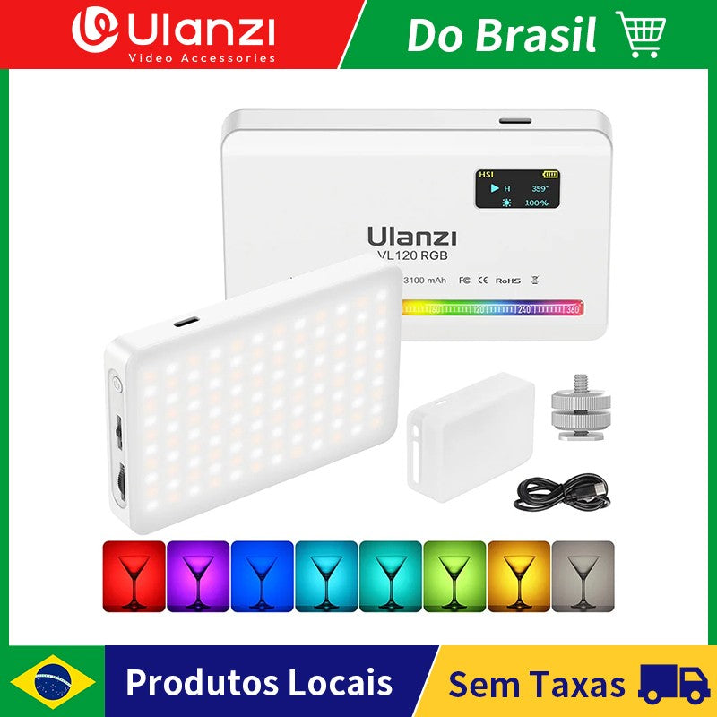 Ulanzi VL120 luz de vídeo blanca RGB a todo Color 2500K-9000K luz LED de fotografía luz de cámara regulable luz de relleno Vlog en vivo