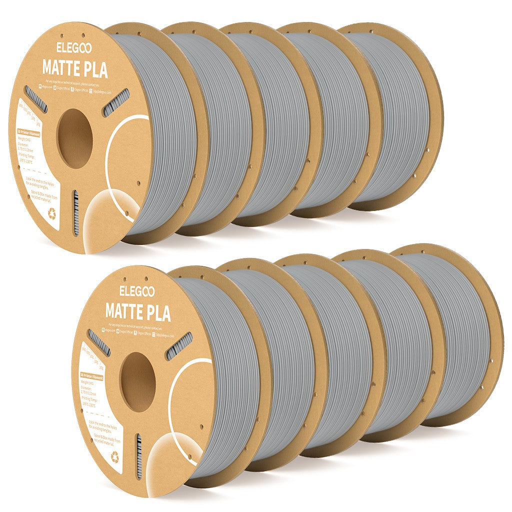 Filamento PLA Mate ELEGOO 1KG, 1.75mm para Impresora 3D FDM, Precisión Dimensional +/- 0.02mm, Bobina de Cartón de 1kg (2.2lbs)