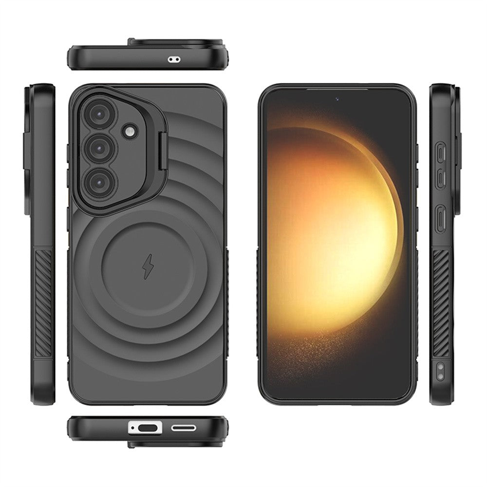 Soporte de lente Invisible para funda de teléfono magnética Magsafe para Samsung S25 Ultra Edge S25 Plus cubierta de silicona suave ondulada de agua redonda