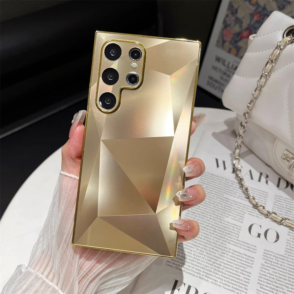 Funda chapada mate con patrón de diamante 3D para Samsung Galaxy S24 S23 Ultra S22 Plus A53 A54 A55 A34 A23 funda dura de lujo con techo de choque