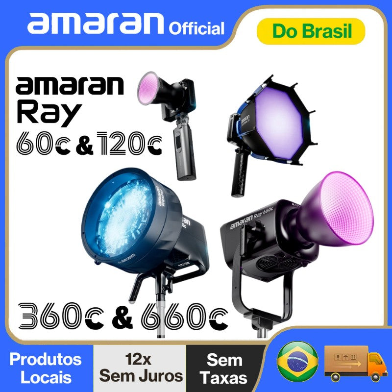Amaran 300c luz de vídeo RGB COB 300c, montaje Bowen 2500K-7500K con G/M Hyper Reflector, Control por aplicación Aputure, do Brasil