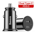 Baseus-cargador USB para coche, dispositivo de carga rápida de 30W, 4,0, 3,0, FCP, SCP, PD, para Xiaomi iPhone16, 15, 14 Pro Max