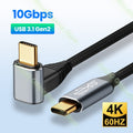 USB C a USB tipo C 3,1 Gen2 10Gbps Thunderbolt 3 4K @ 60Hz Cable PD100W 5A Cable de carga rápida para MacBook Pro Steam Deck Samsung