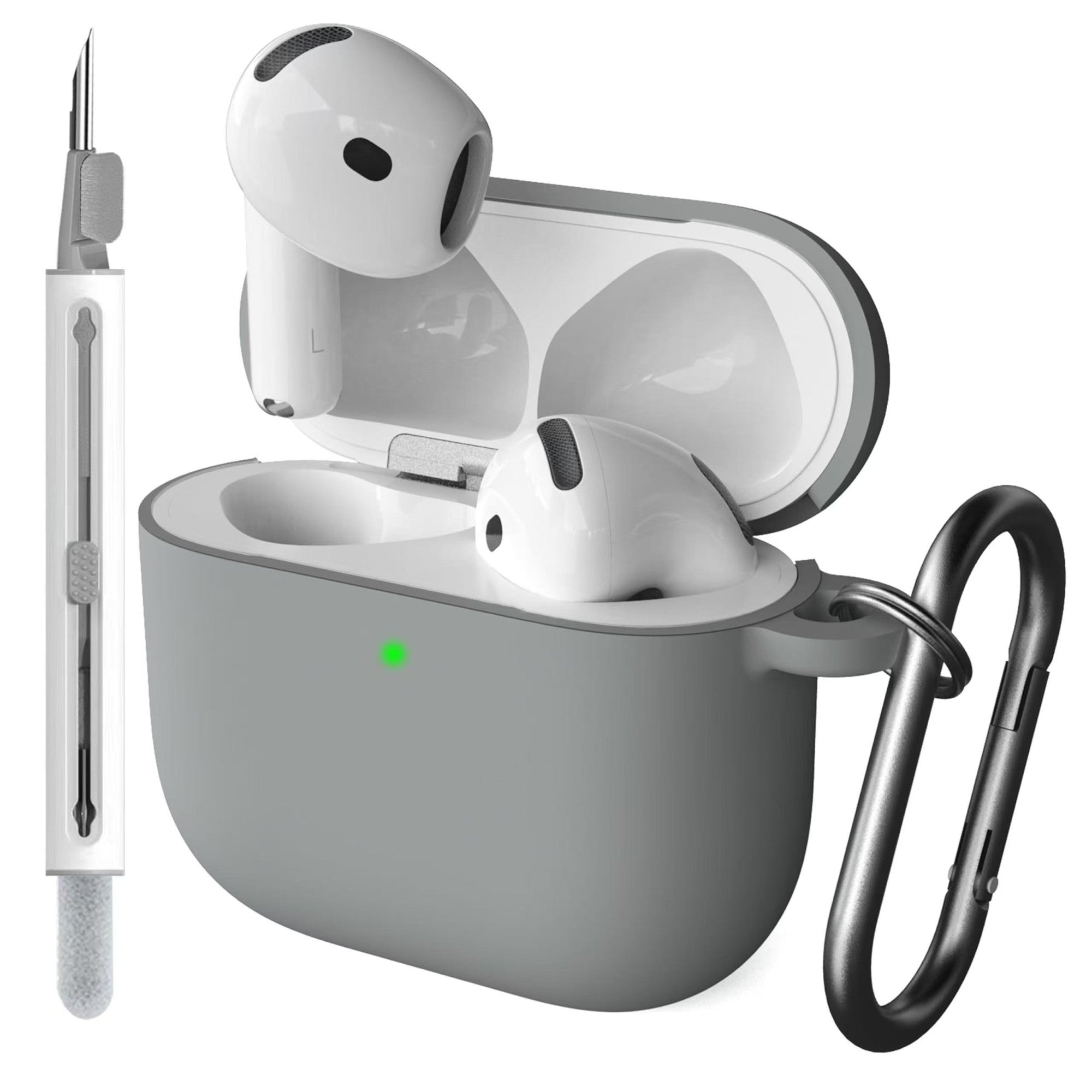 Funda AirPods 4 con kit de limpieza, funda protectora de silicona suave para Apple AirPods 4 generación para mujeres y hombres