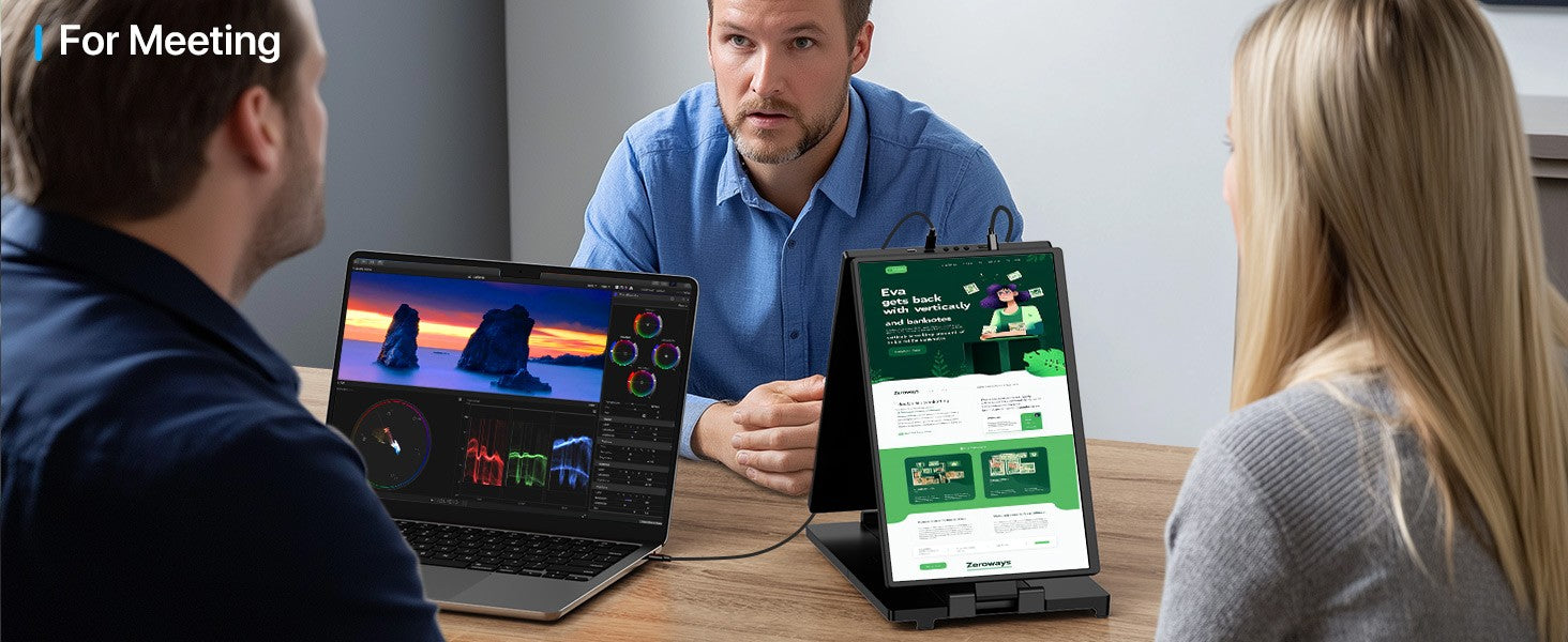 Extensor de pantalla triple EVICIV Swivel 2K de 14" para computadora portátil, bisagra giratoria única de 360° con rotación automática de 180°, monitor portátil QHD de 2240*1400 para computadora portátil de 13" a 17"