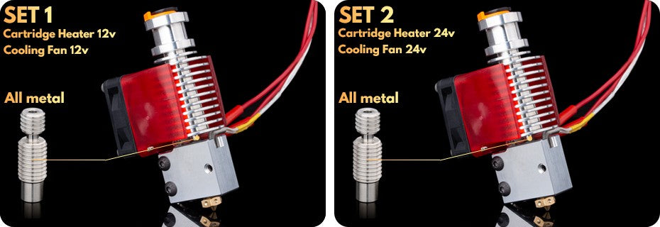 Hotend R Trianglelab V6 Volcano 12V/24V con control remoto Bowen, cabezal de impresión J y soporte de ventilador de refrigeración para V6 HOTEND para PT100