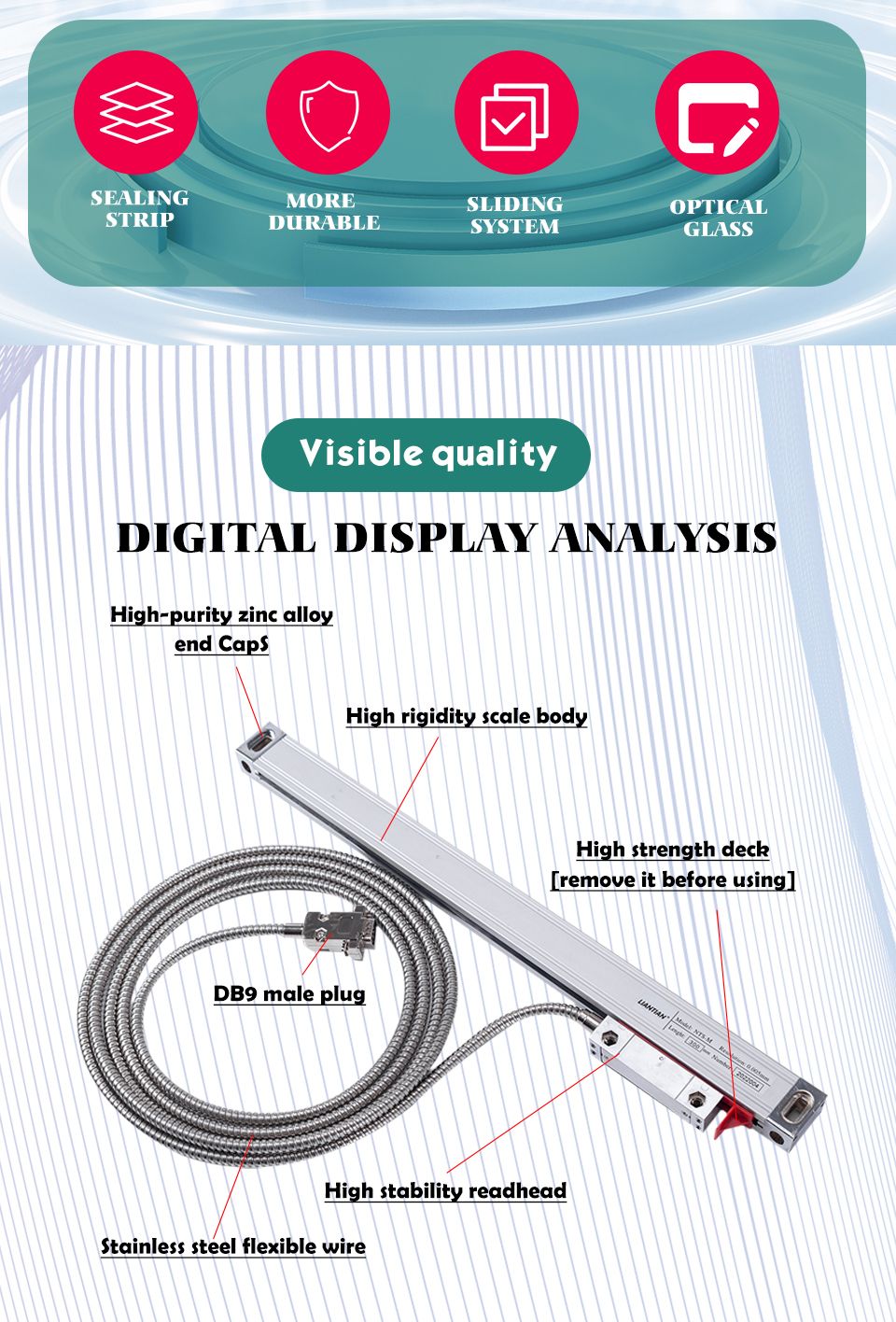 Pantalla LCD DRO YH800-2 de 2 Ejes, 19 Idiomas, AC90-260V, Sensor de Desplazamiento, Escala Lineal de 50-1000mm, Codificador, Regla de Cuadrícula