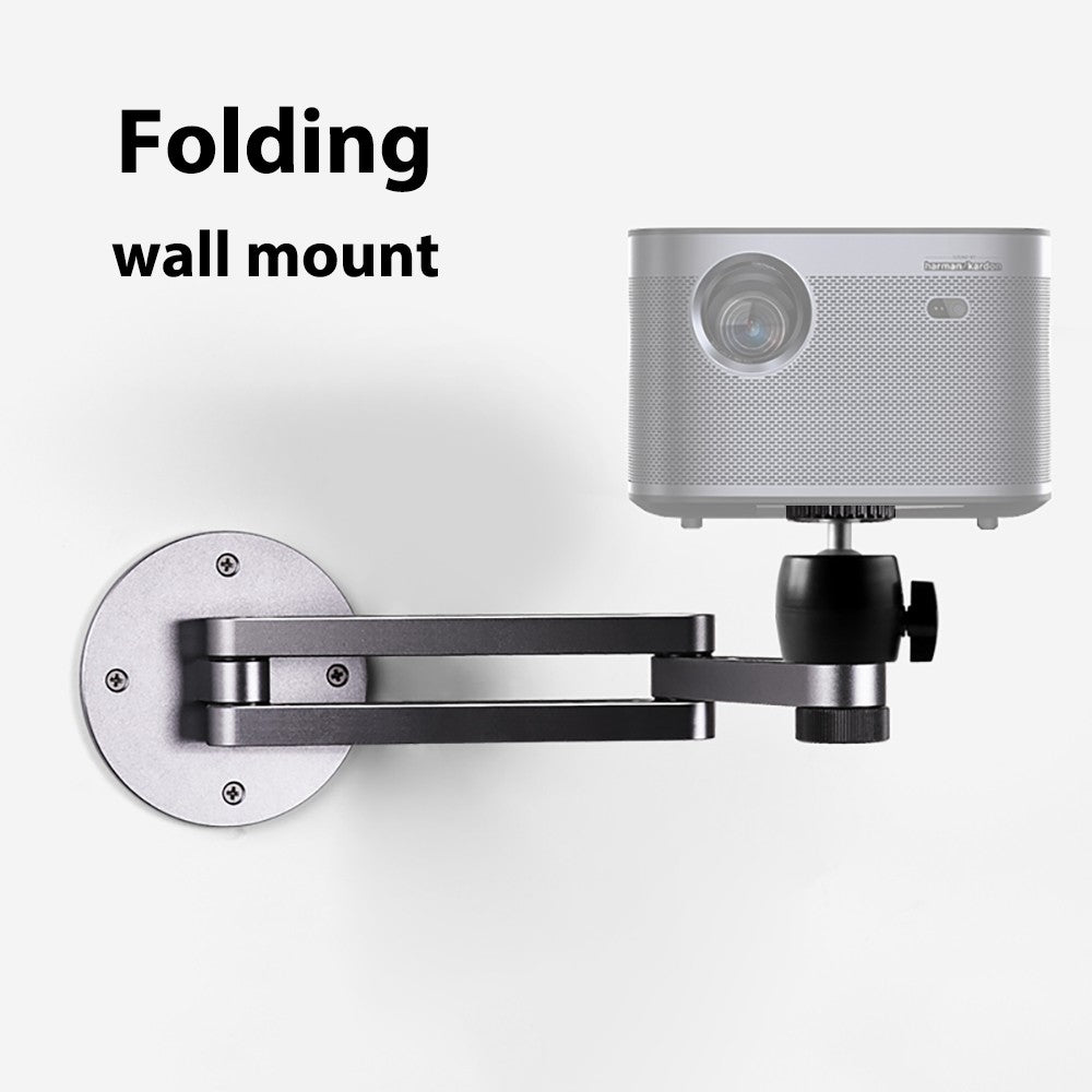 Soporte de Pared Plegable para Proyector, Soporte de Aleación de Aluminio Resistente, Brazo Plegable Ajustable con Rosca de 1/4'' y Cabezal de Bola