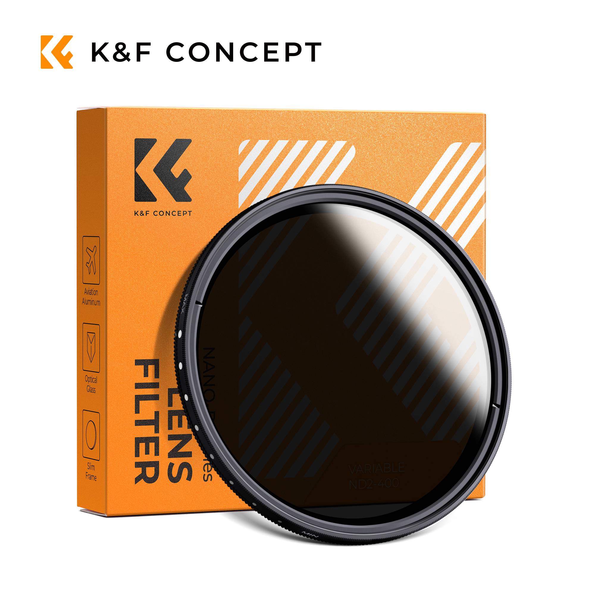 K & F Concept-filtro ND de ND2-ND400 para lente de cámara, filtro de densidad neutra Variable, 37mm 40.5mm 43mm 46mm 49mm 52mm 5