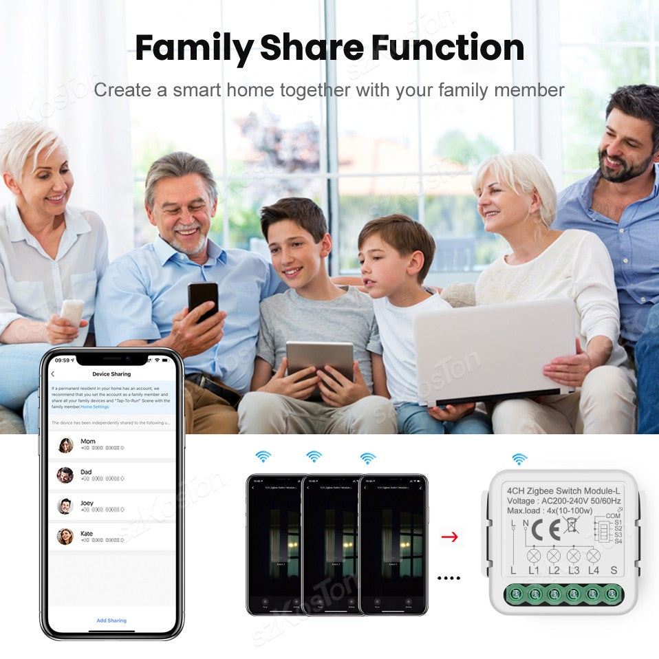 Módulo de Interruptor Inteligente Tuya Zigbee, Relé sin Cable Neutro, Control de 2 Vías, 1, 2, 3, 4 Canales, Compatible con Alexa y Google Home