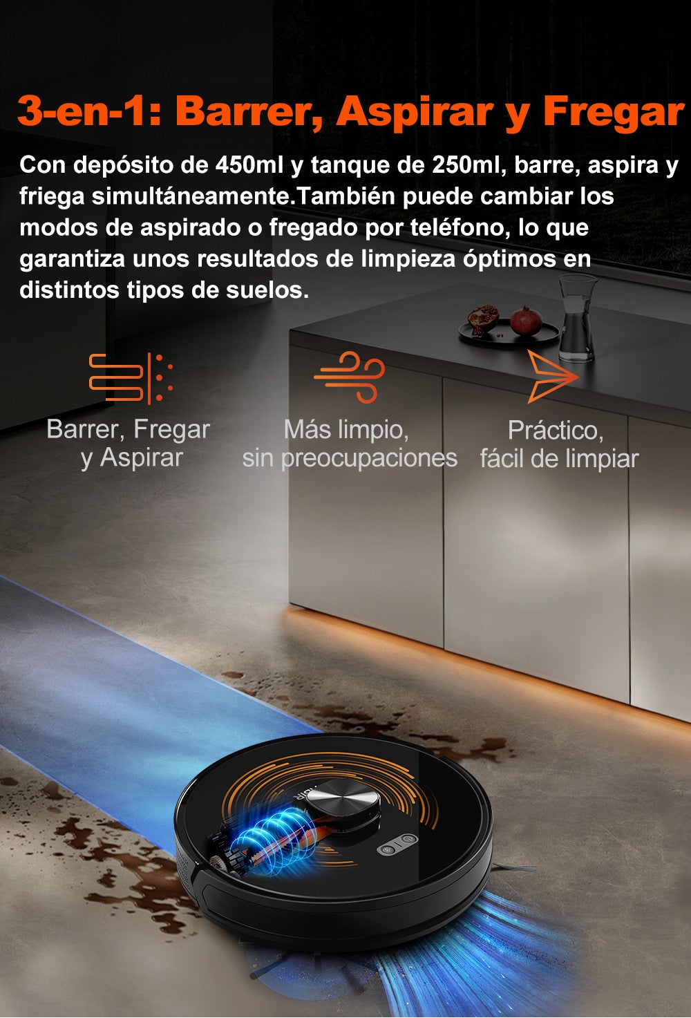 (Código de cupón: GCC800)  Robot Aspirador ABIR X9, Navegación Láser, Succión 6500Pa, Mapa Multiplantas, Doble Lámpara UV, Control Inteligente de Zonas, Tecnología de Refuerzo Automático para Alfombras, Versión de Gama