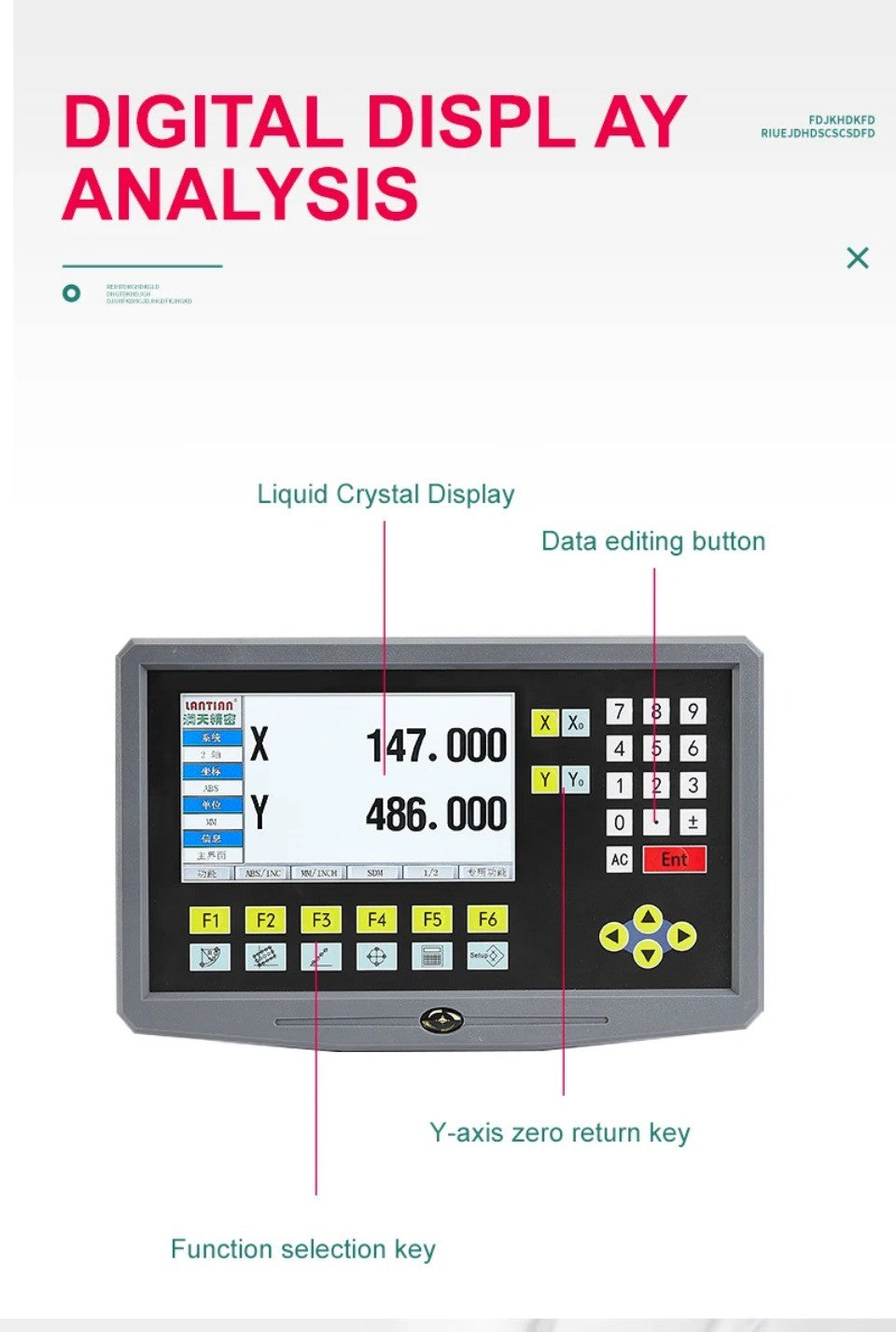 Pantalla LCD DRO YH800-2 de 2 Ejes, 19 Idiomas, AC90-260V, Sensor de Desplazamiento, Escala Lineal de 50-1000mm, Codificador, Regla de Cuadrícula