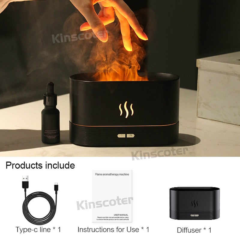 KINSCOTER-Difusor de Aroma ultrasónico, humidificador de aire, generador de niebla fría, nebulizador Led, aceite esencial, lámpara de llama