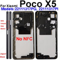 Marco medio para Xiaomi Poco X5 Poco X5 Pro con carcasa trasera NFC, chasis de marco frontal con botones de volumen, piezas de reparación