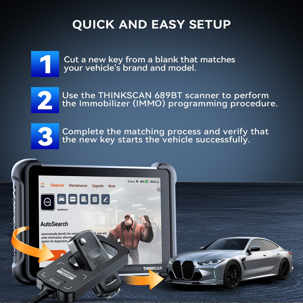 Programador de Llaves de Coche THINKCAR Tkey 101 con 6 Llaves, Detección de Frecuencia, Herramientas de Control Remoto para THINKCAR 689BT MUCAR 892BT