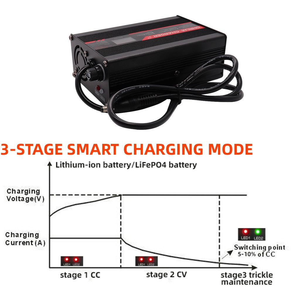 Cargador inteligente de 54,6 V y 5A, carcasa de aluminio adecuada para batería L