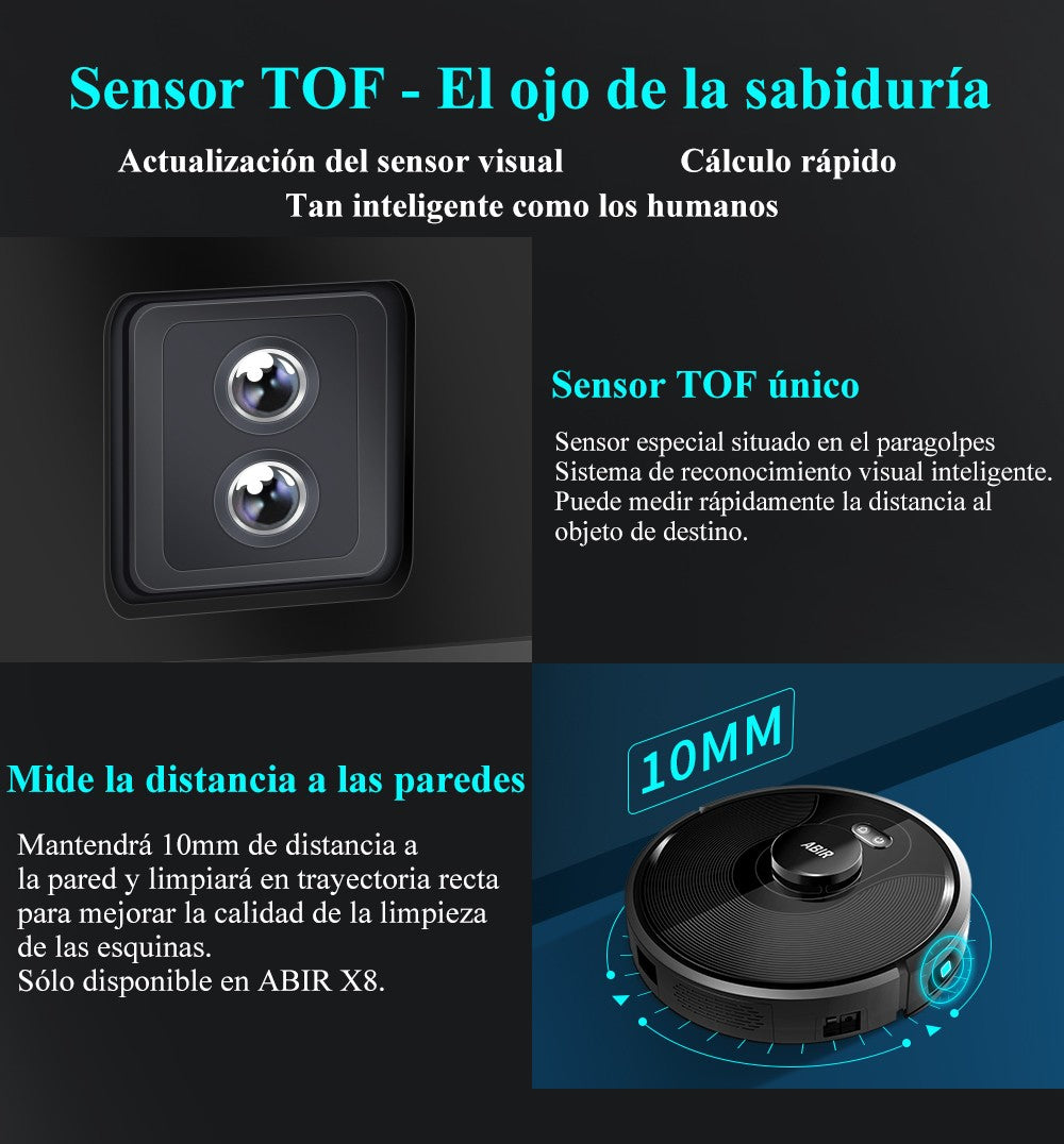 ABIR-Robot aspirador X8, sistema láser, mapas de múltiples pisos, limpieza de zona, ajuste de área limitada para lavado de alfombras en el hogar