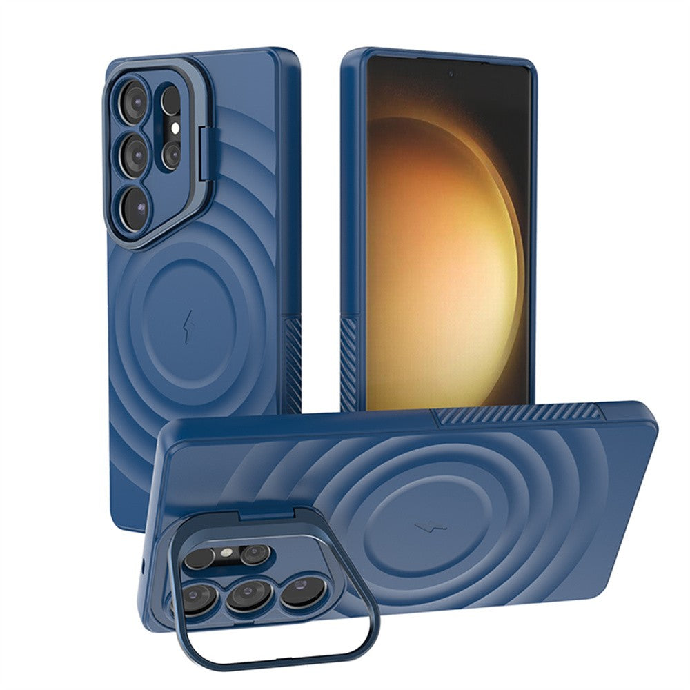 Soporte de lente Invisible para funda de teléfono magnética Magsafe para Samsung S25 Ultra Edge S25 Plus cubierta de silicona suave ondulada de agua redonda