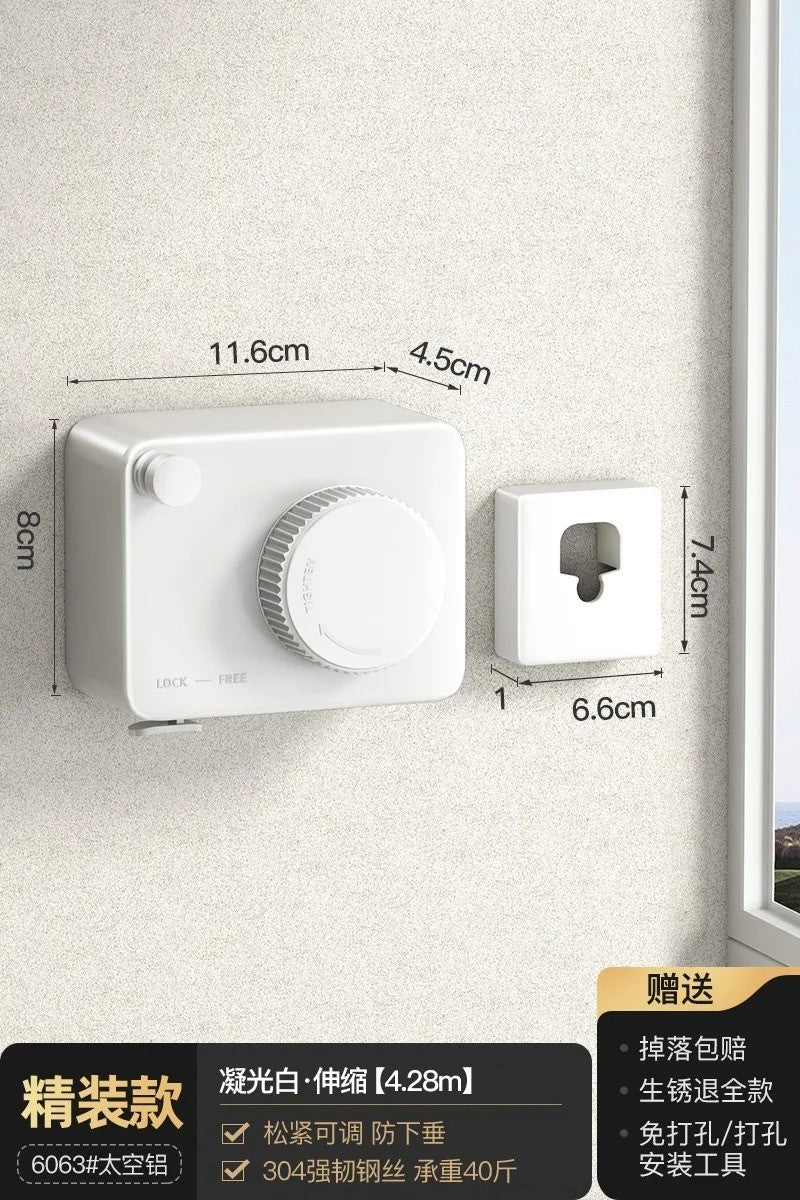 Tendedero retráctil de acero inoxidable, hilo de lavado portátil resistente para interiores y exteriores, secadora de ropa con cuerda ajustable