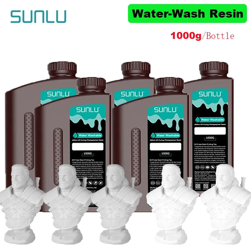 SUNLU 5KG lavado con agua ABS/resina de lavado con agua 395-405nm resina fotopolímero de curado UV resina de curado rápido para impresora 3D LCD DLP SLA